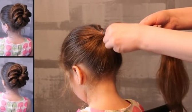 Как сделать шишку из волос с помощью резинки